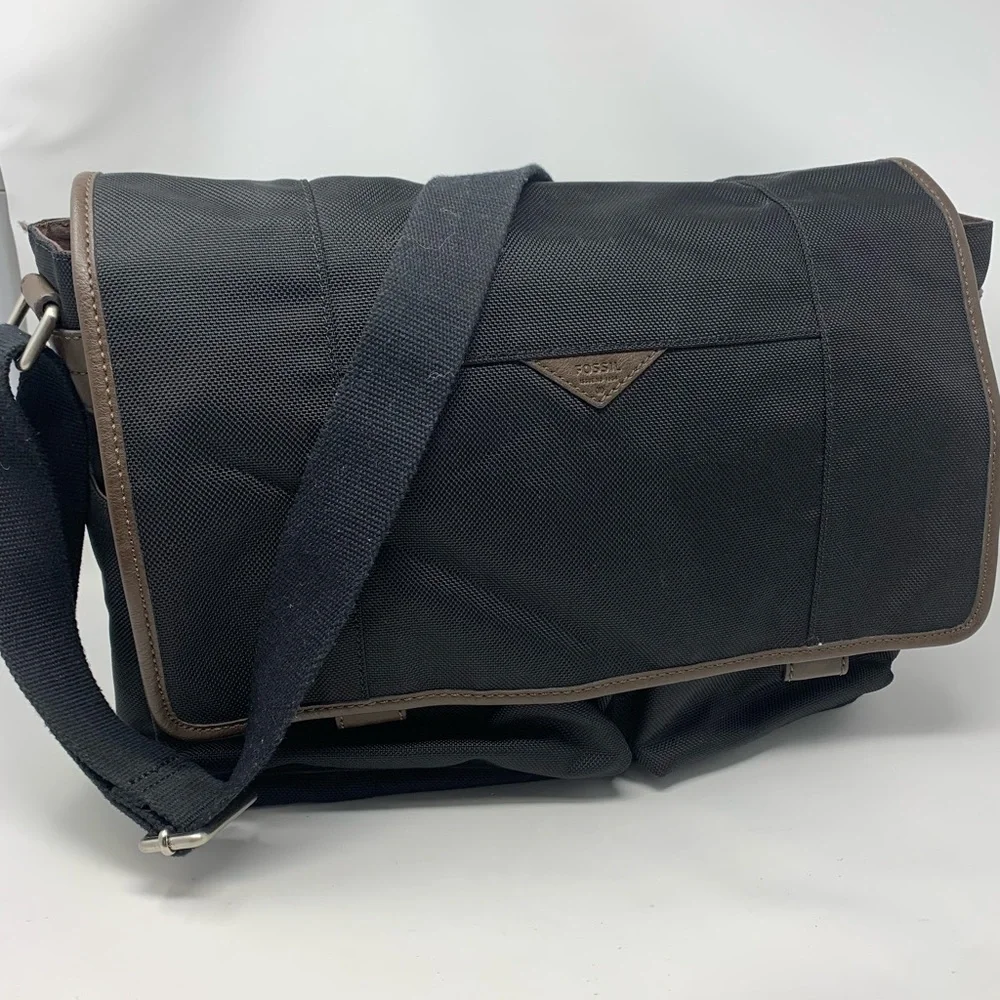 Fossil Evan Canvas Crossbody Messanger Briefcase Shoulder Bag